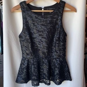 Sequined Peplum Top with Zippered back